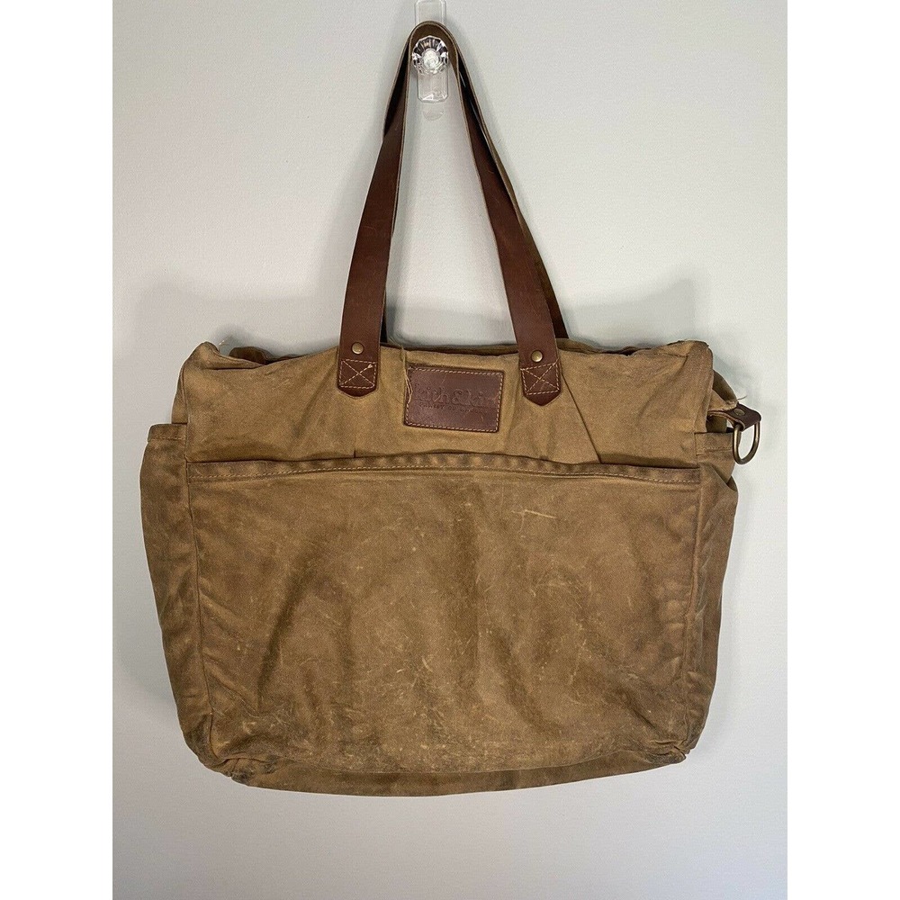 Kith And Kin Brown Waxed Canvas Tote Bag 17x5x14 No Shoulder Strap.
